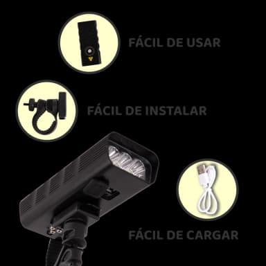 Luz LED para bicicleta recargable vía USB - 10000mah - Rango - 300m