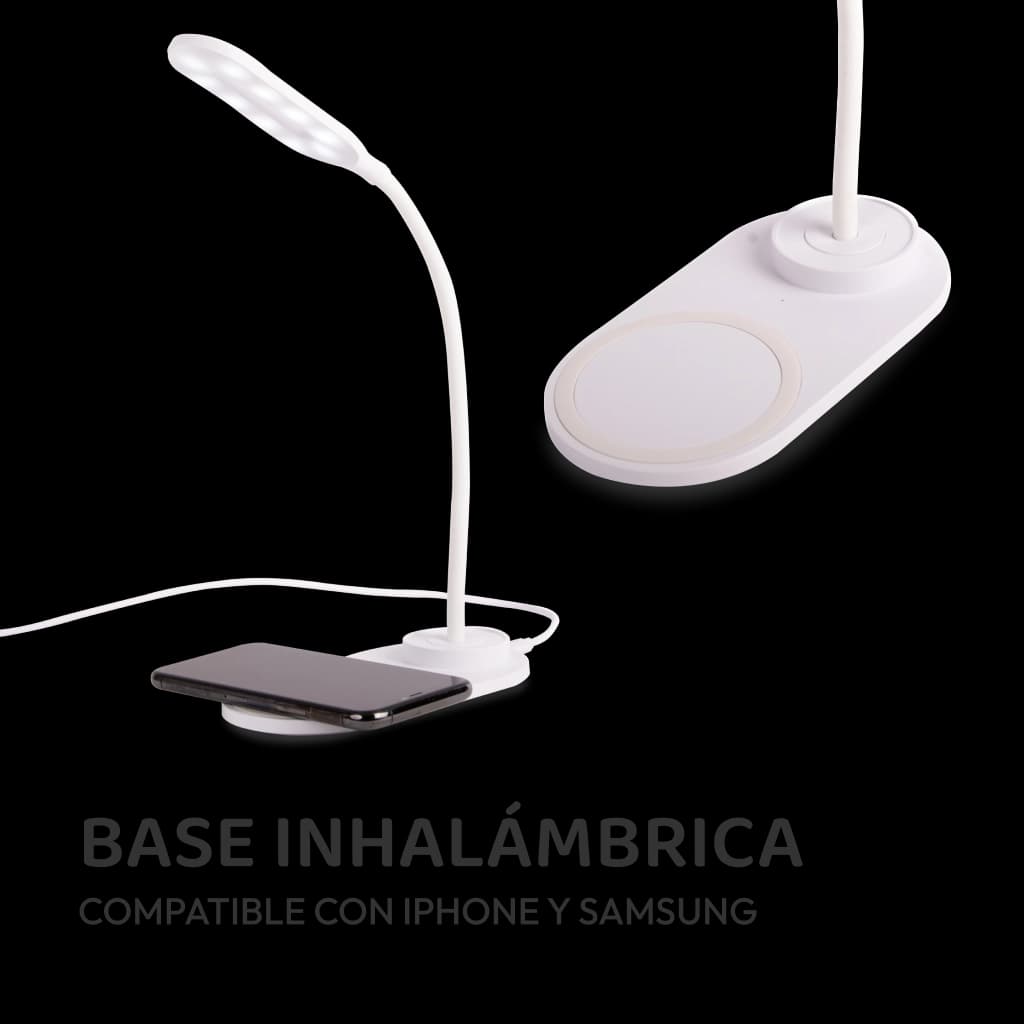Lámpara Led  de escritorio con cargador inalámbrico - Blanca