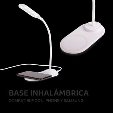 Lámpara Led  de escritorio con cargador inalámbrico - Blanca