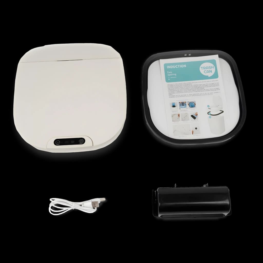 Cubo de basura con sensor inteligente 16L blanco -  Recargable