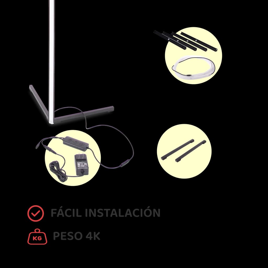 Lámpara inteligente de piso RGB, base de aluminio