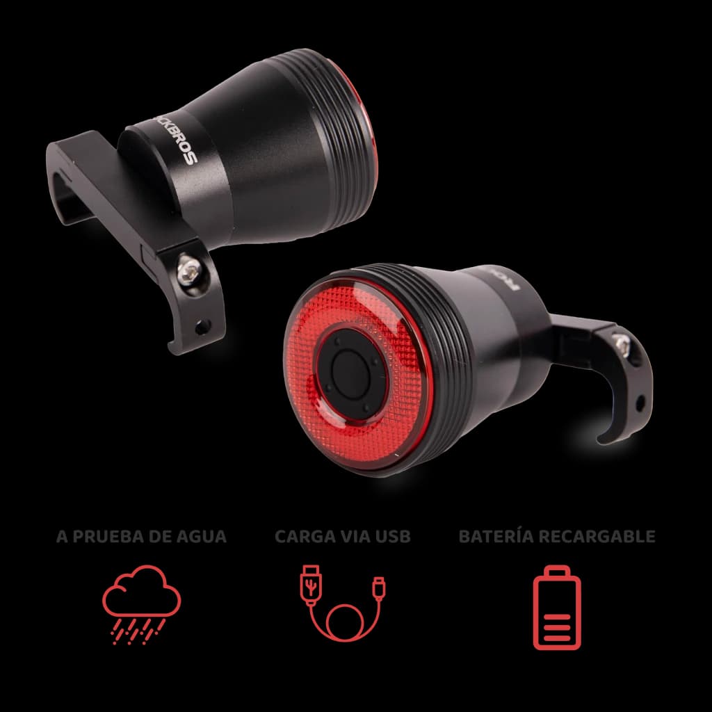 Luz posterior para bicicleta LED-recargable vía USB-inteligente