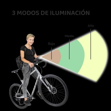 Luz LED para bicicleta recargable vía USB - 2200mah - Rango - 300m