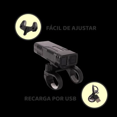 Luz LED para bicicleta recargable vía USB 10000mah - Rango - 500m