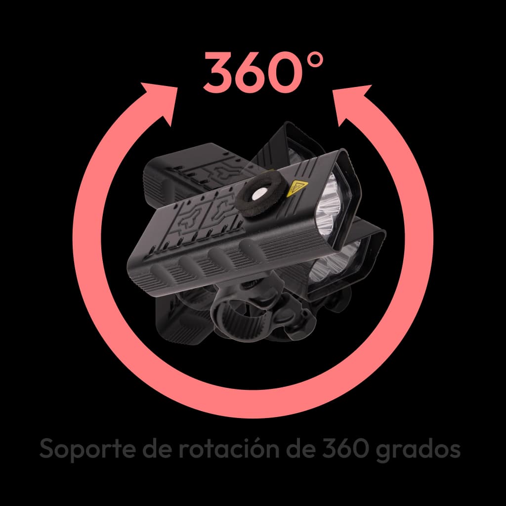 Luz LED para bicicleta recargable vía USB - 10000mah - Rango - 300m