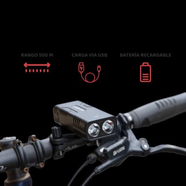 Luz LED para bicicleta recargable vía USB 10000mah - Rango - 500m