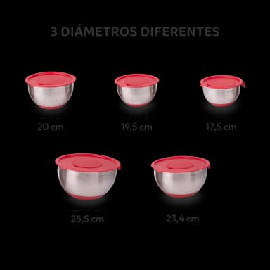 Tazones mezcladores de acero inoxidable