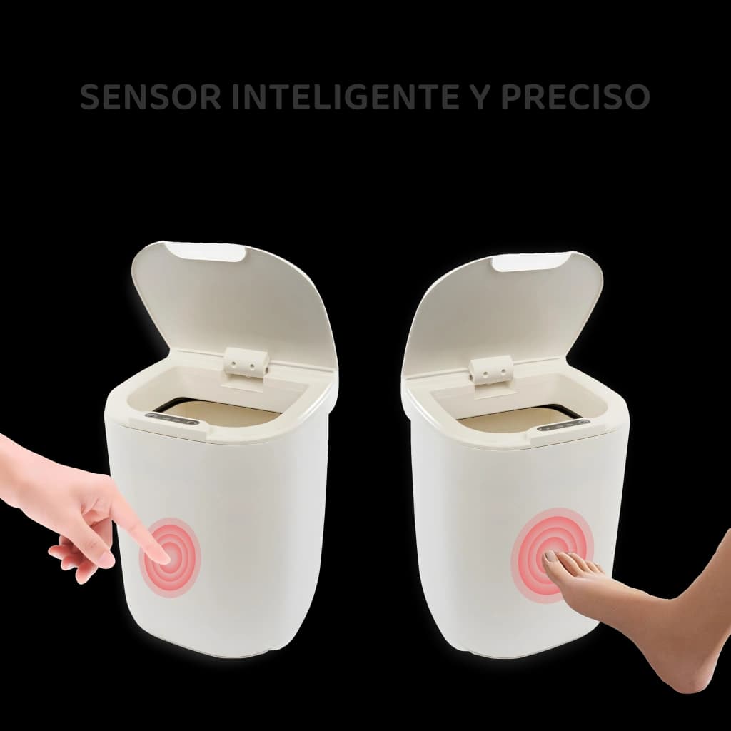 Cubo de basura con sensor inteligente 16L blanco -  Recargable