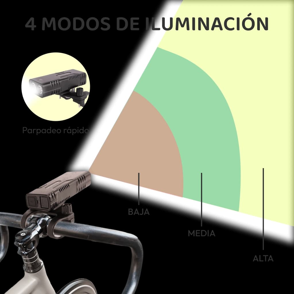 Luz LED para bicicleta recargable vía USB 10000mah - Rango - 500m