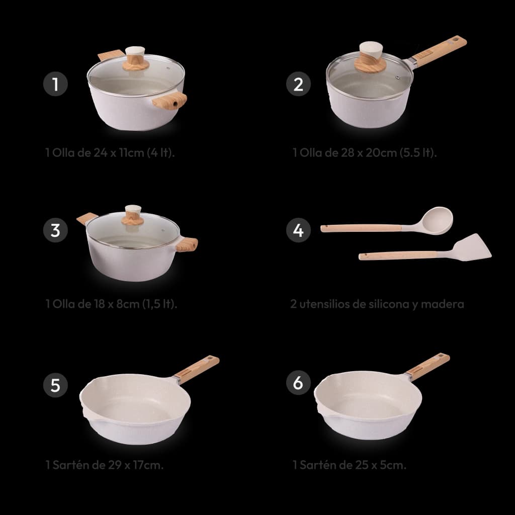 Juego de ollas antiadherentes - 5 piezas