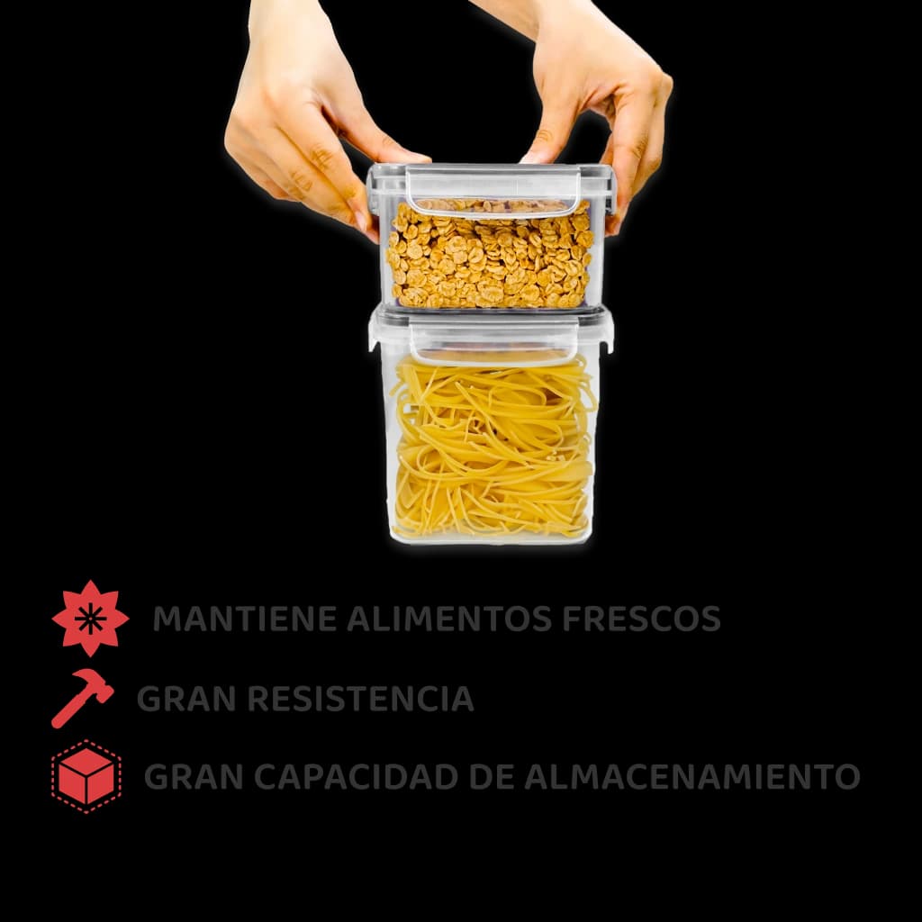 Conjunto de contenedores herméticos para almacenamiento de alimentos 