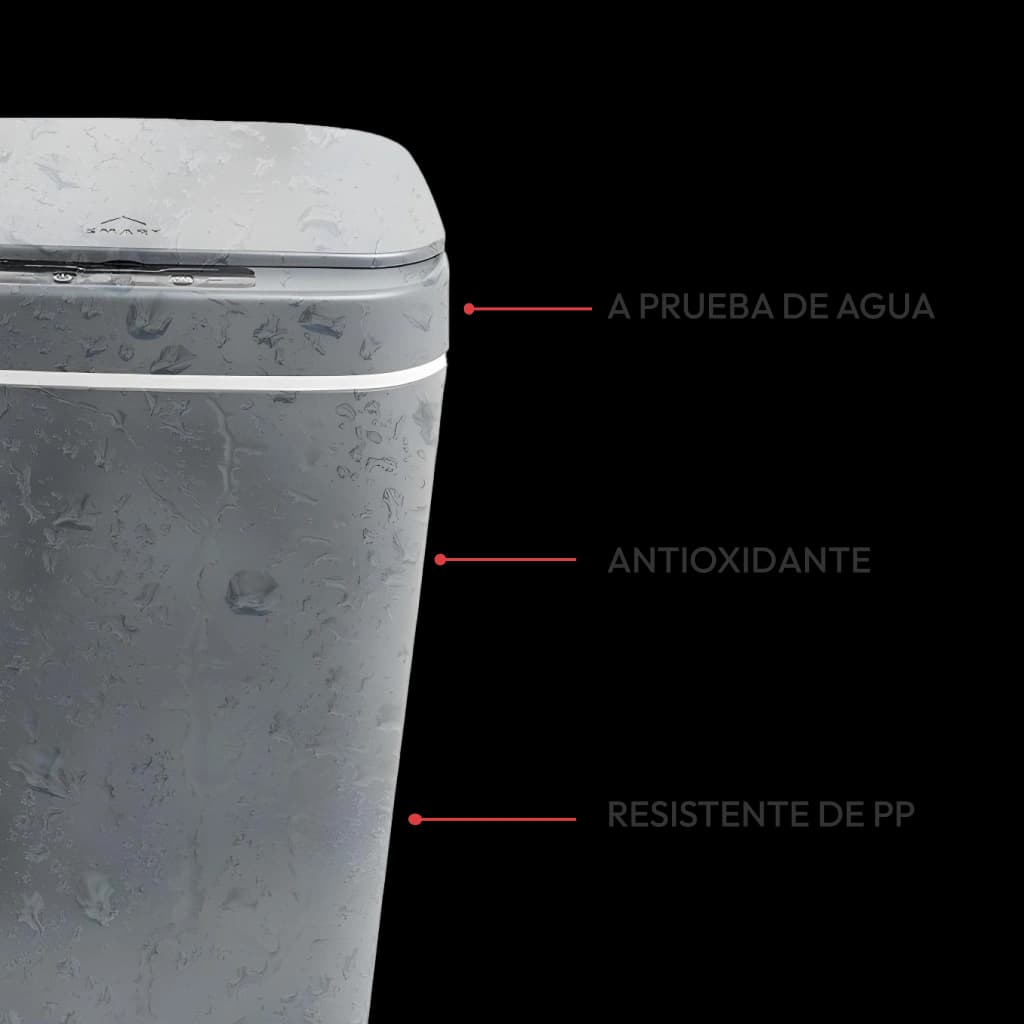 Cubo de basura con sensor inteligente 16L gris - 4 pilas AA"
