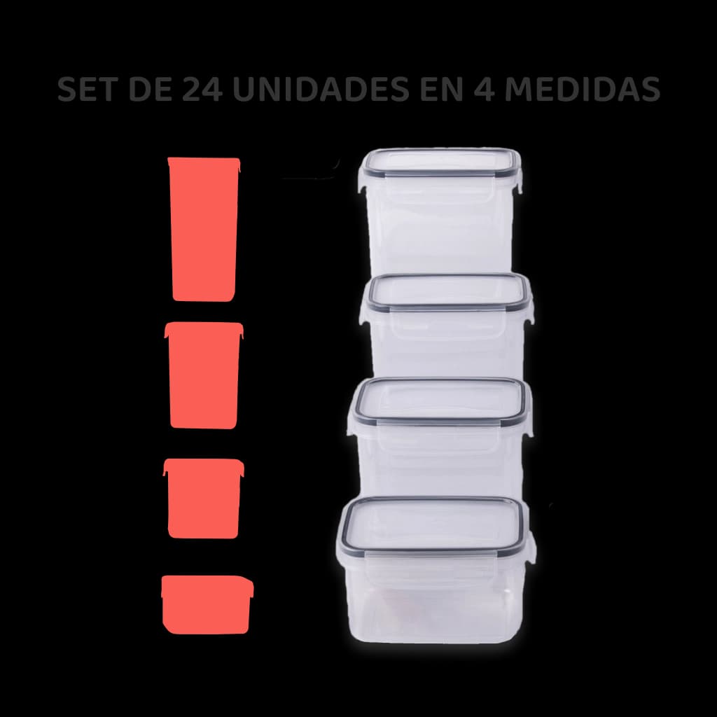Conjunto de contenedores herméticos para almacenamiento de alimentos 