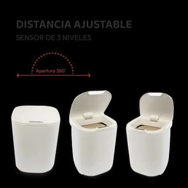 Cubo de basura con sensor inteligente 16L blanco -  Recargable