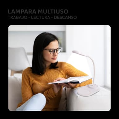 Lámpara Led  de escritorio con cargador inalámbrico - Blanca