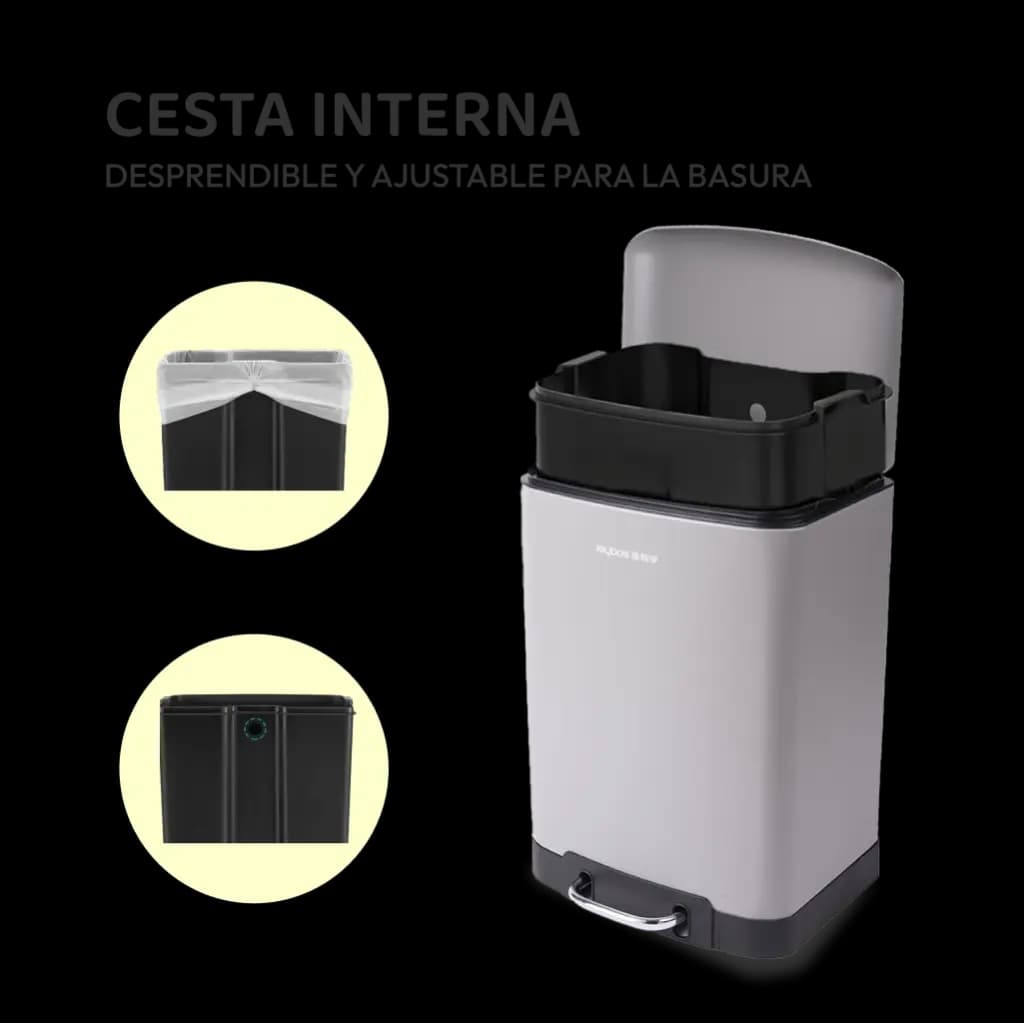 Cubo de basura de acero inoxidable 