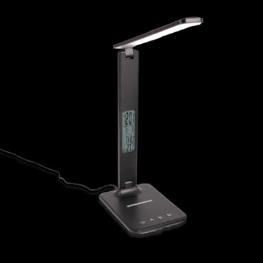 Lámpara Led de escritorio con cargador inalámbrico y reloj