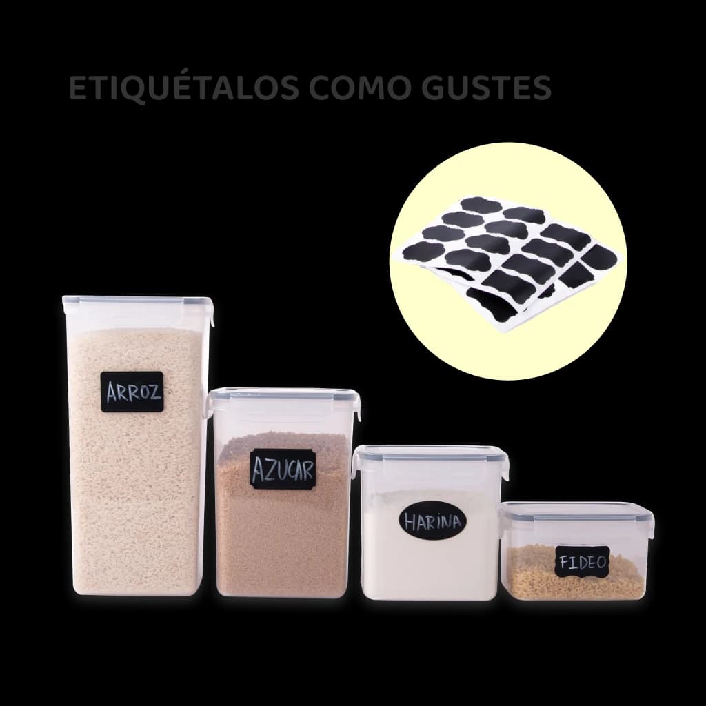 Conjunto de contenedores herméticos para almacenamiento de alimentos 