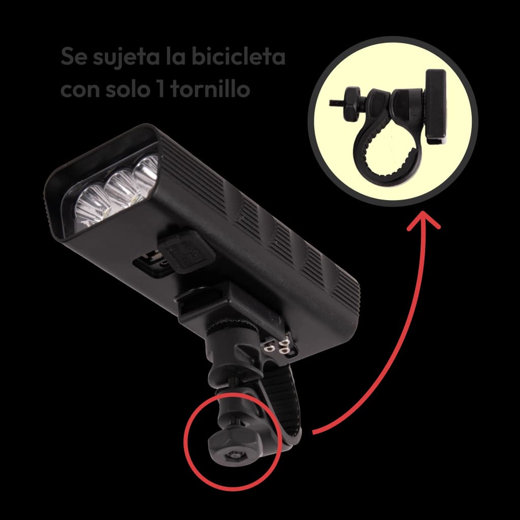 Luz LED para bicicleta recargable vía USB - 10000mah - Rango - 300m