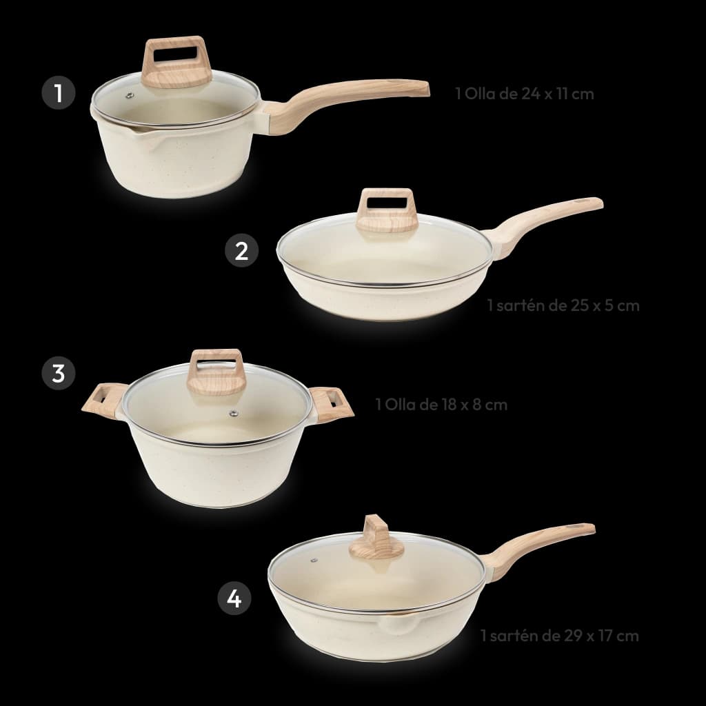 Juego de ollas antiadherentes - 4 piezas