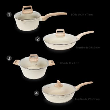 Juego de ollas antiadherentes - 4 piezas